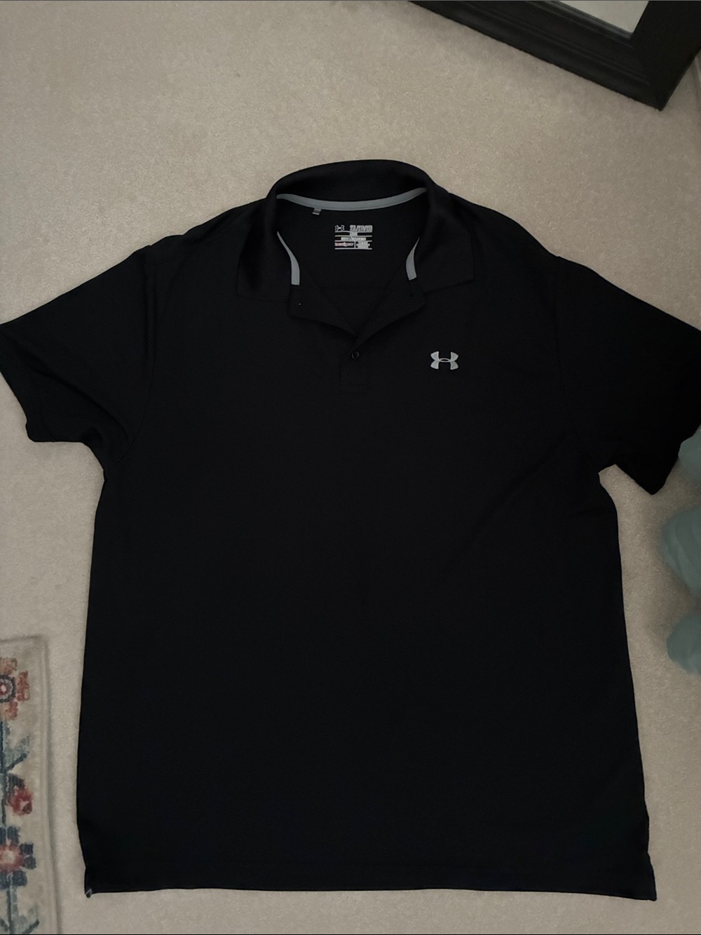 Under Armour Men's Black Polo with Gray Logo Accents